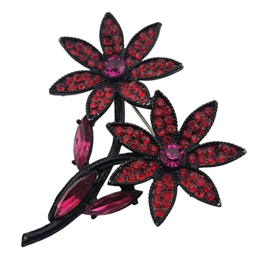Vintage Hollycraft Signed Flower Brooch With Japanned Back (A3184)